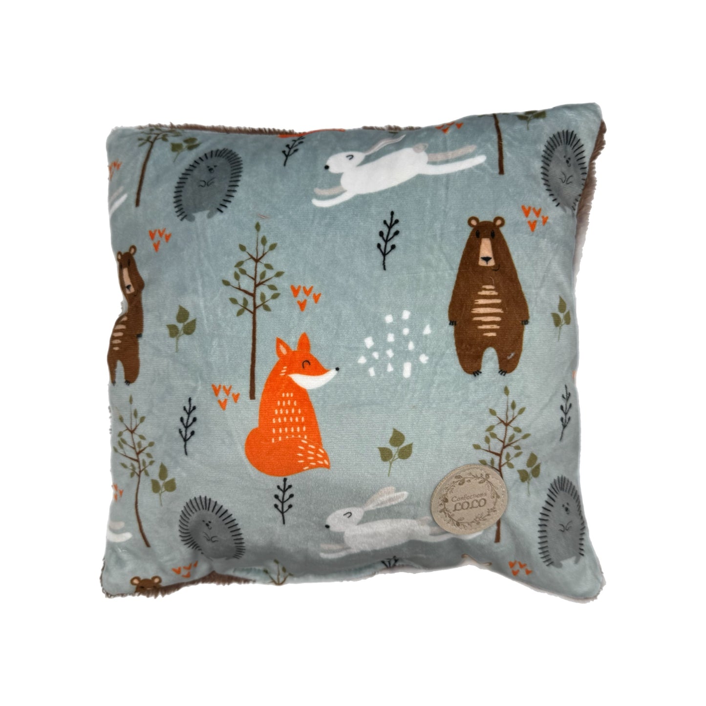 Coussin scolaire animaux bleu