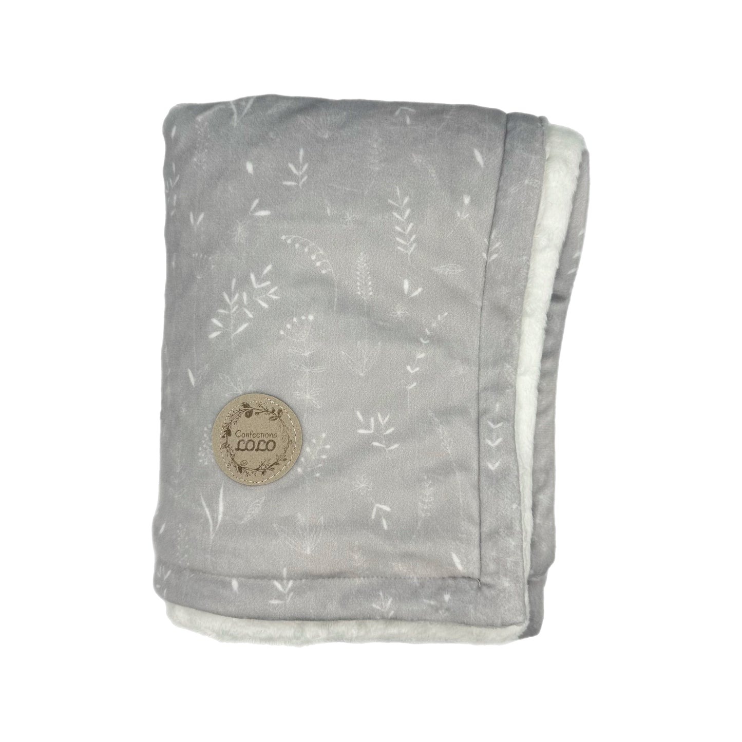 Doudou fleurs blanche et grise (grand)