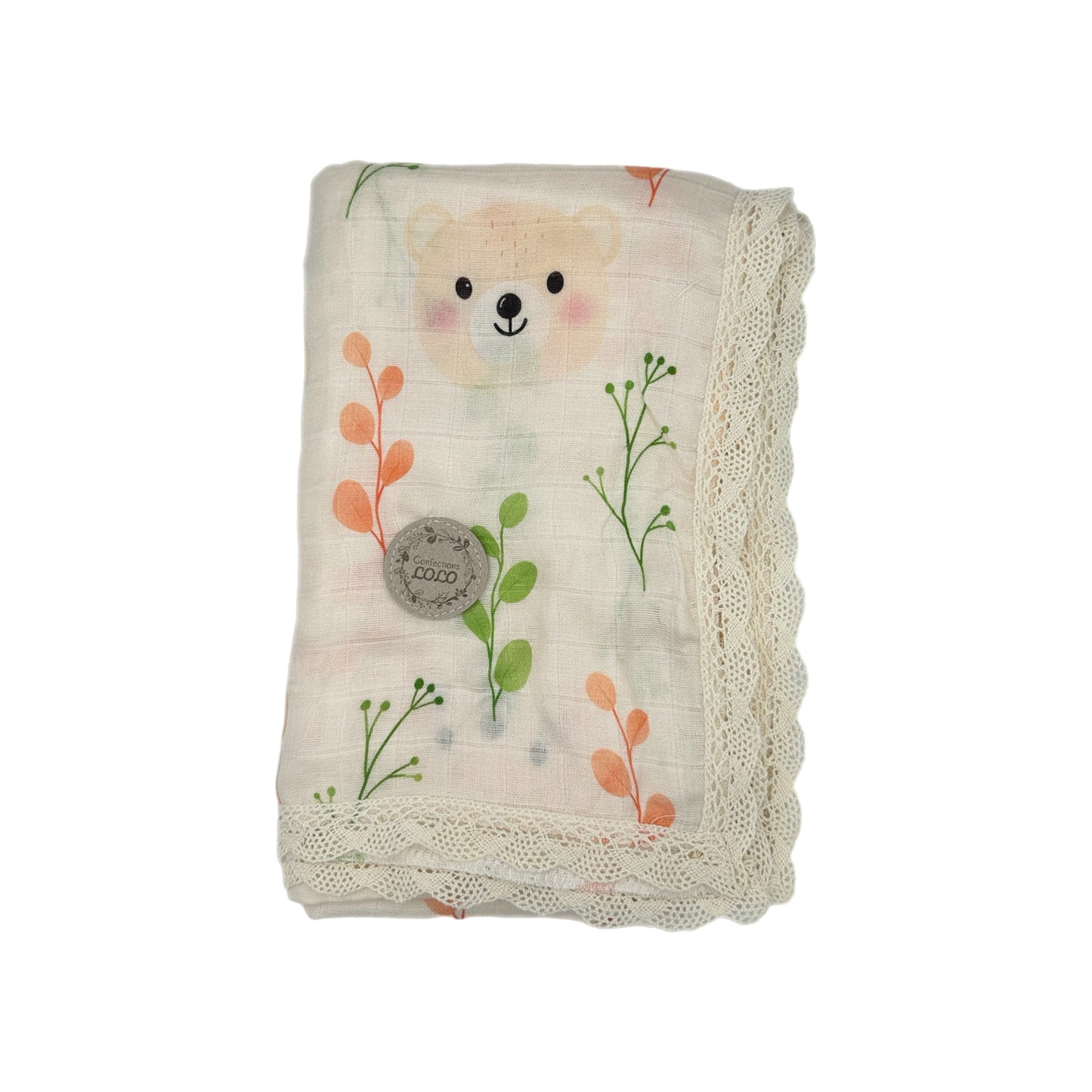 Mousseline ourson et fleurs (grand)