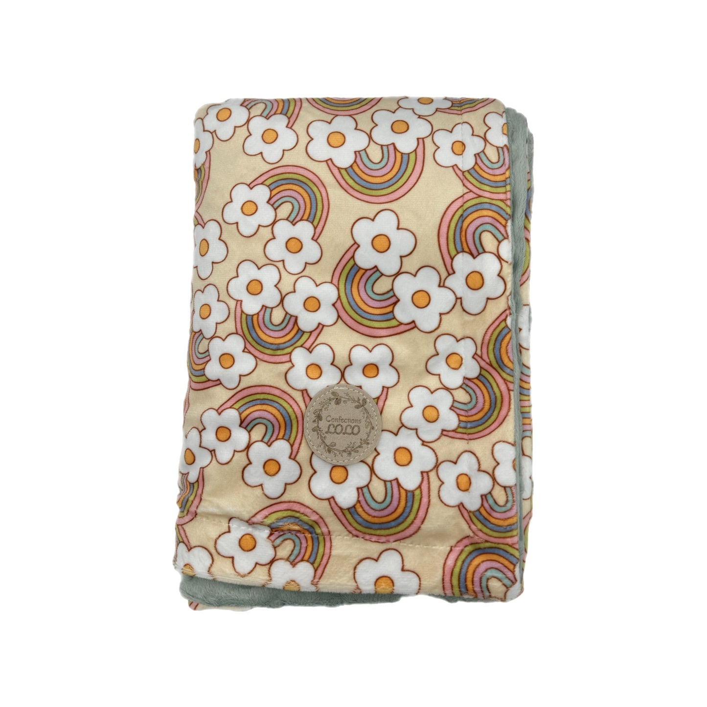 Doudou fleurs et arc-en-ciel (grand)