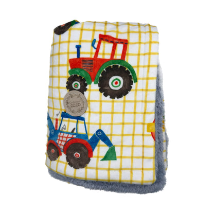 Doudou tracteur multicolore